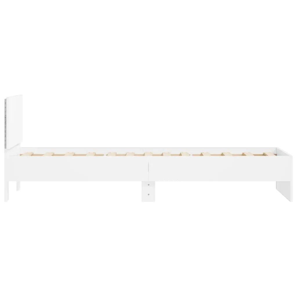White Bed Frame with RGB LED Lights Headboard 90x190 cm