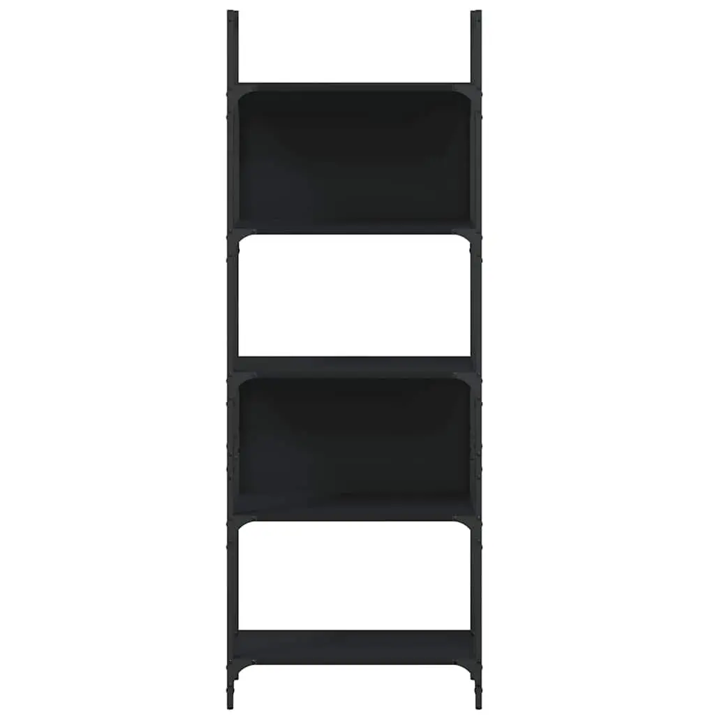 5-Tier Bookshelf Black Open Shelf Storage Display Unit Engineered Wood 166.5cm