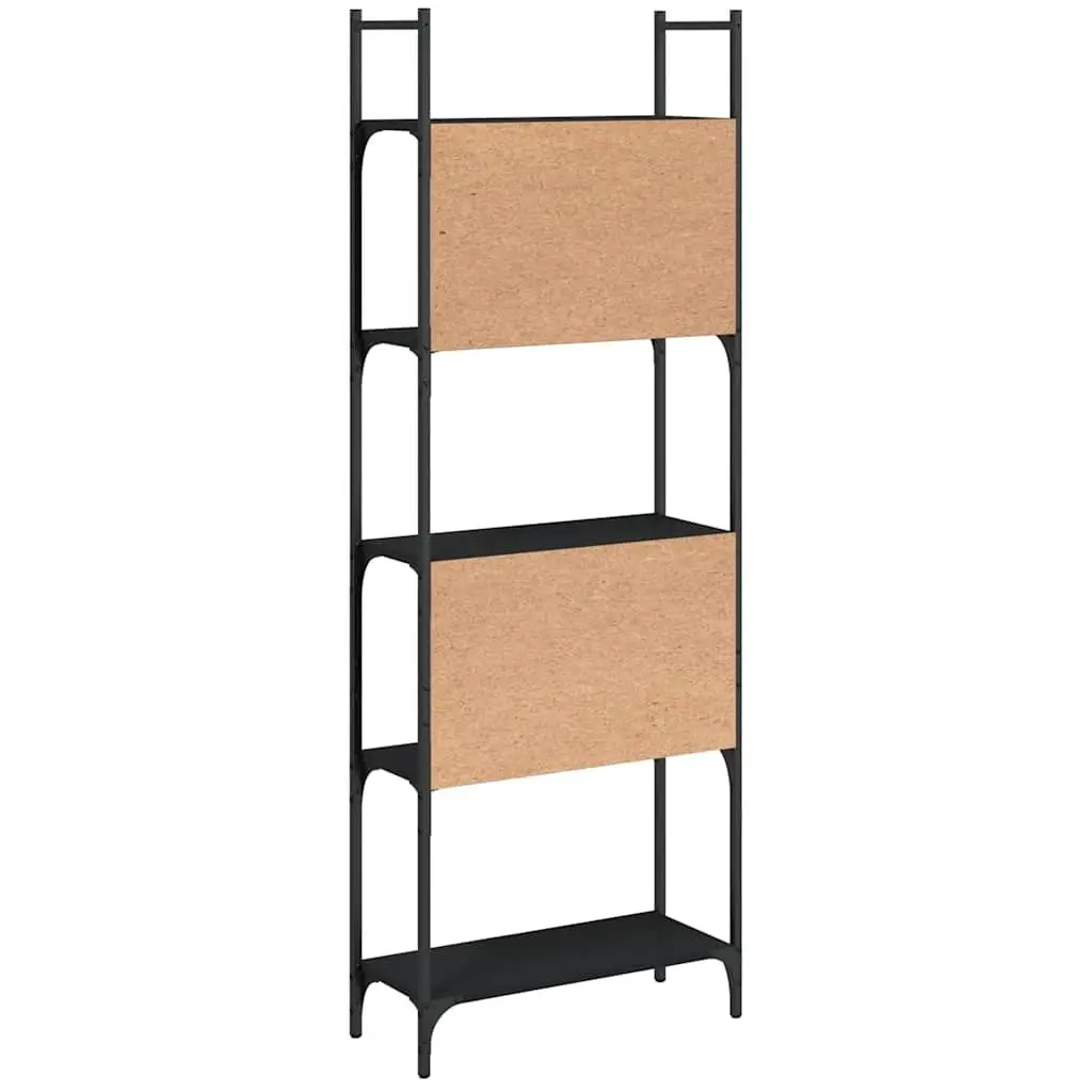 5-Tier Bookshelf Black Open Shelf Storage Display Unit Engineered Wood 166.5cm