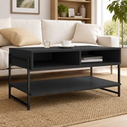 Black Coffee Table with Storage 90x50x45cm