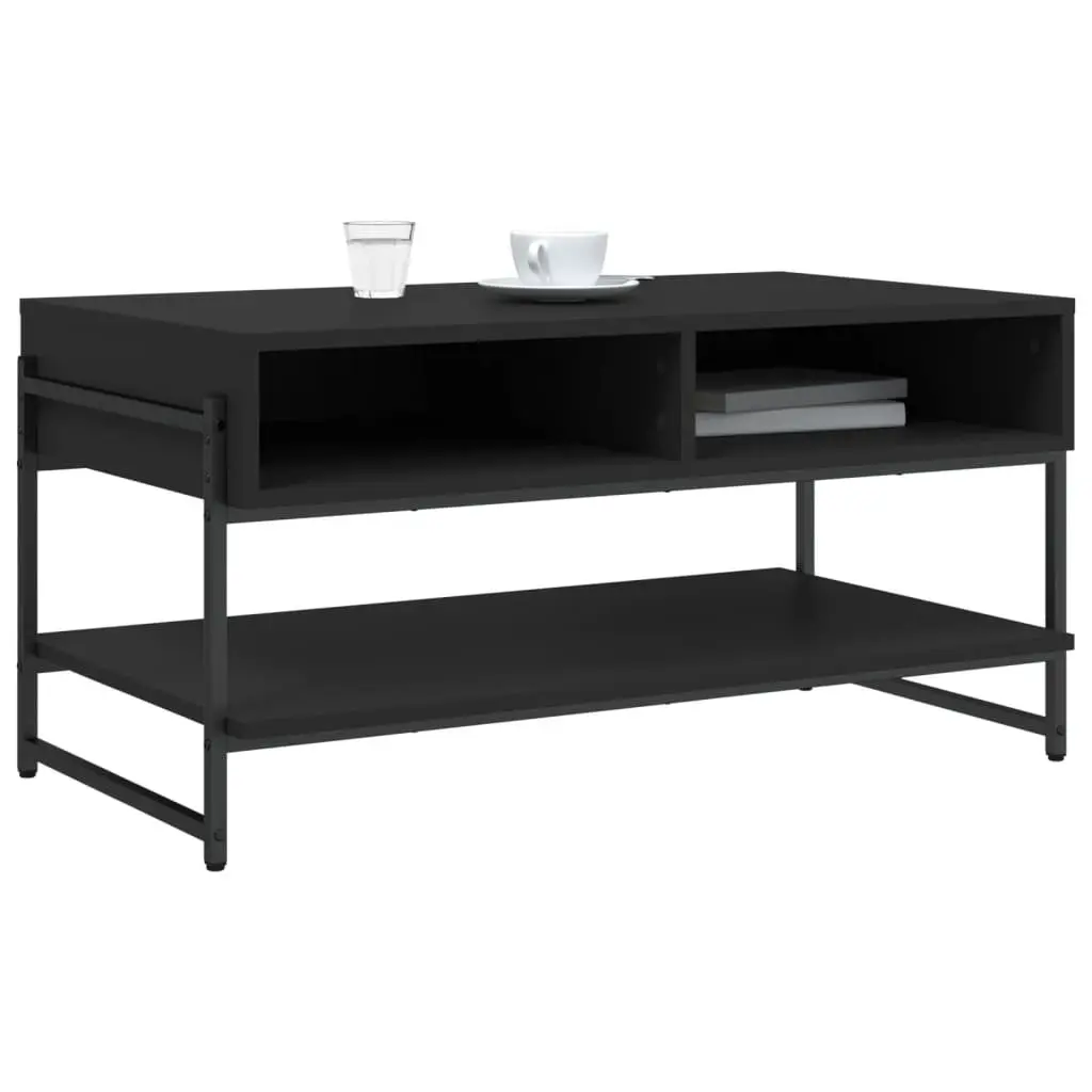 Coffee Table Black 90x50x45cm Engineered Wood Metal Frame
