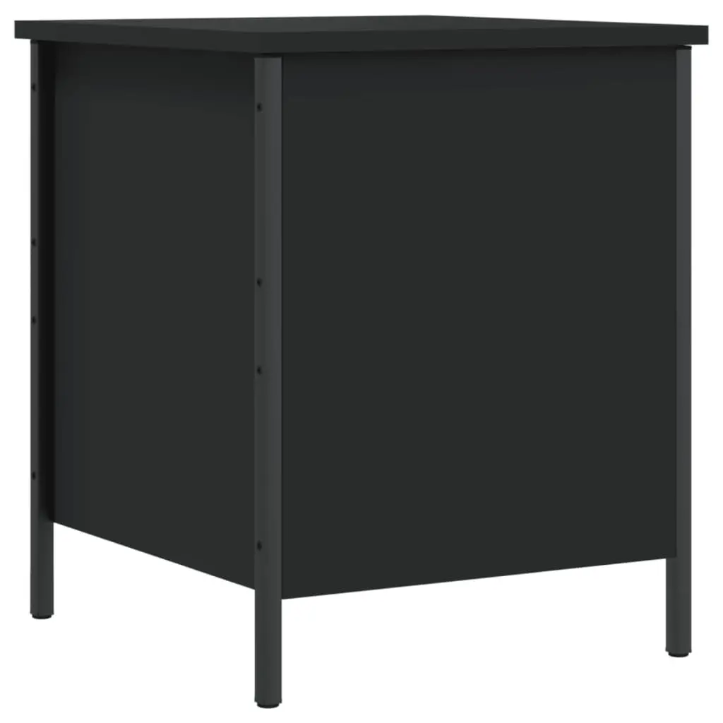 Black Storage Bench Engineered Wood Metal Frame 40x42.5x50cm