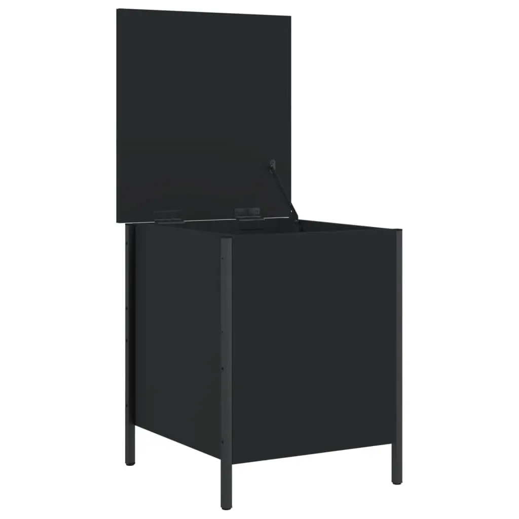 Black Storage Bench Engineered Wood Metal Frame 40x42.5x50cm