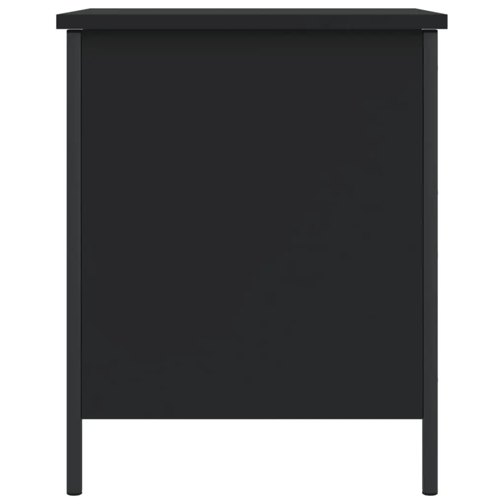 Black Storage Bench Engineered Wood Metal Frame 40x42.5x50cm