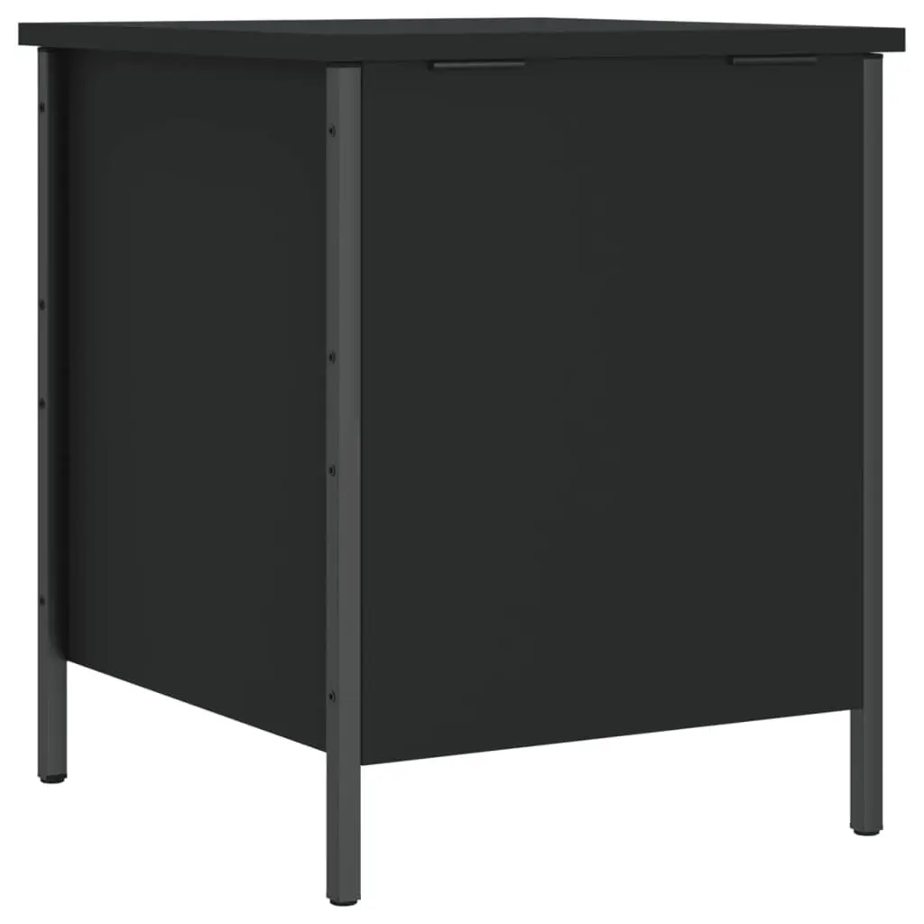 Black Storage Bench Engineered Wood Metal Frame 40x42.5x50cm