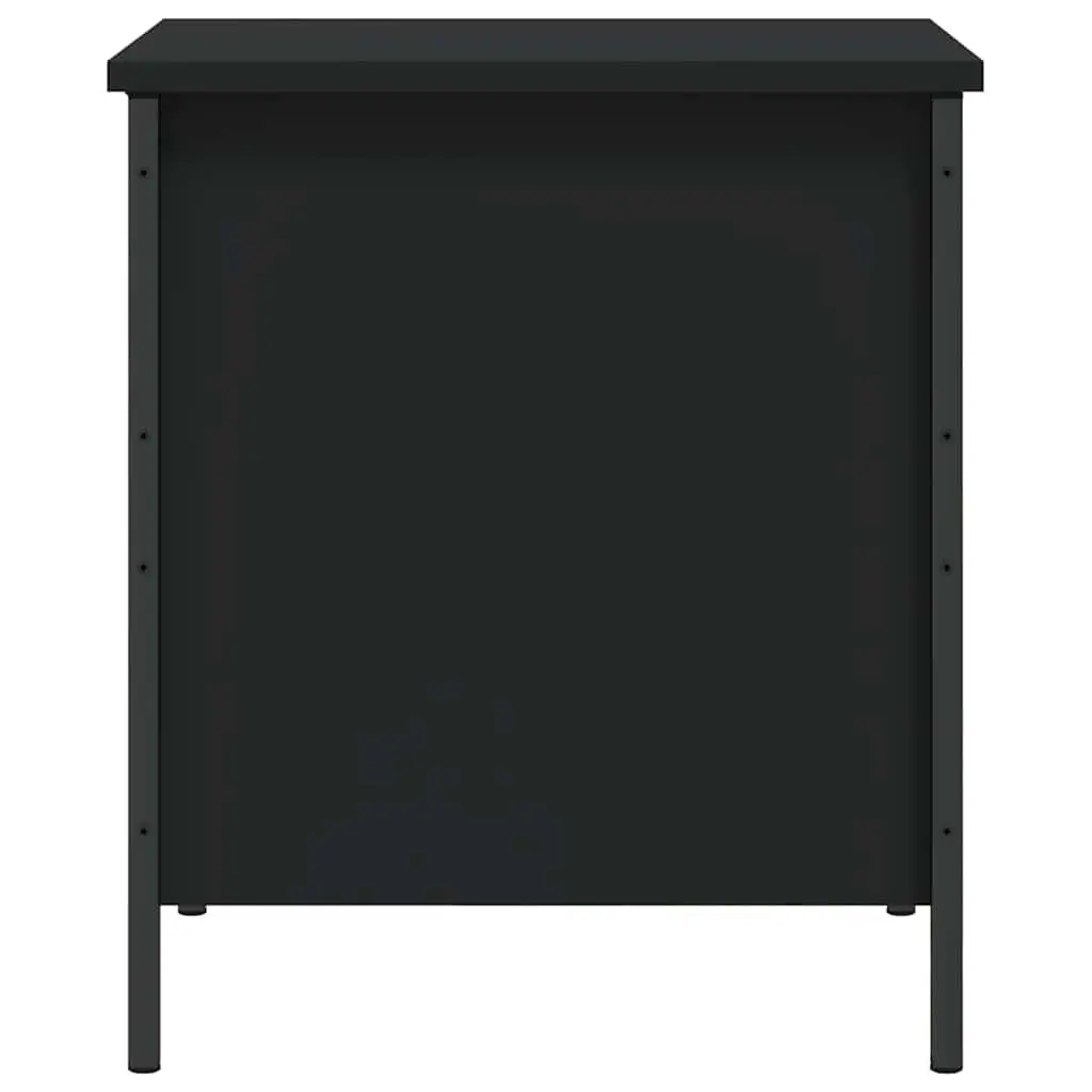 Black Storage Bench Engineered Wood Metal Frame 40x42.5x50cm