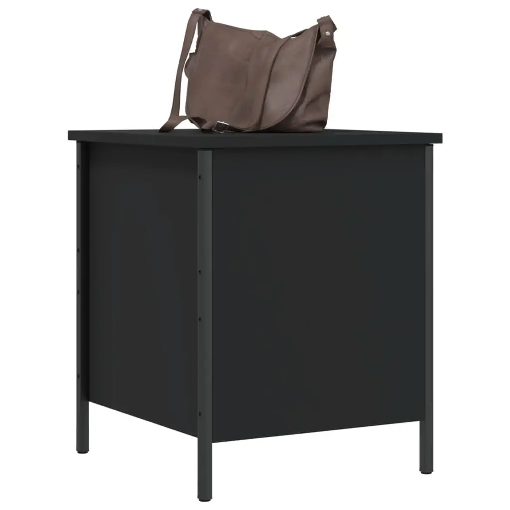 Black Storage Bench Engineered Wood Metal Frame 40x42.5x50cm