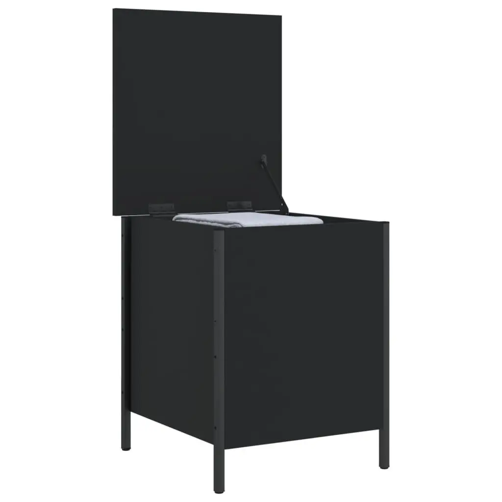 Black Storage Bench Engineered Wood Metal Frame 40x42.5x50cm