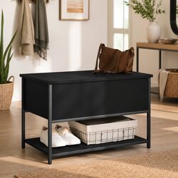 Cozy Black Storage Bench for Hallways and Entryways