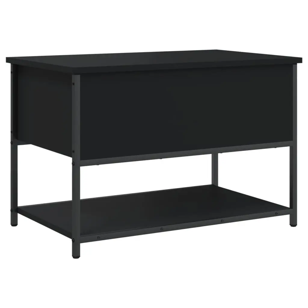 Storage Bench Black 70x42.5x47cm Engineered Wood Metal Frame