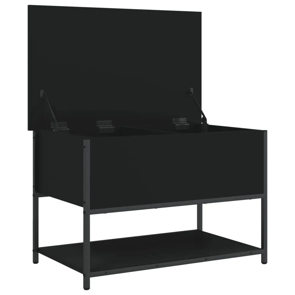 Storage Bench Black 70x42.5x47cm Engineered Wood Metal Frame