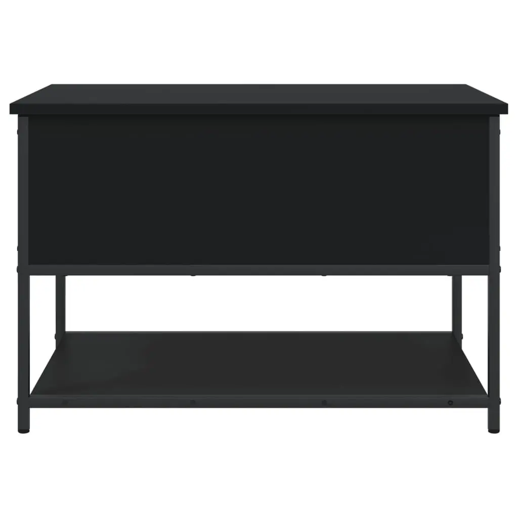 Storage Bench Black 70x42.5x47cm Engineered Wood Metal Frame