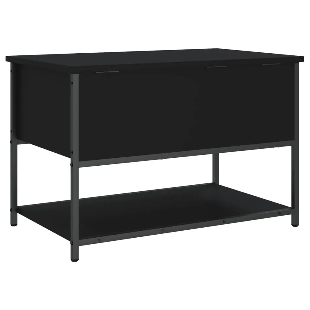 Storage Bench Black 70x42.5x47cm Engineered Wood Metal Frame