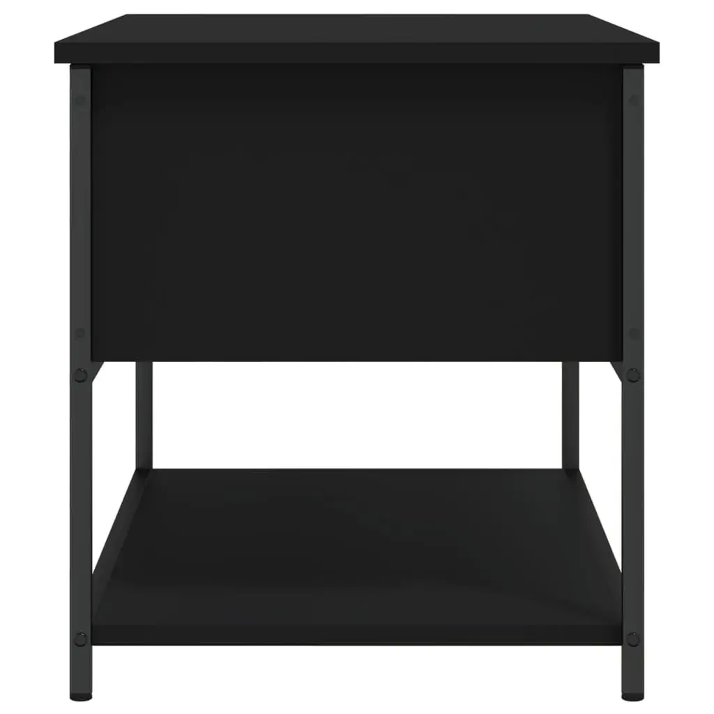 Storage Bench Black 70x42.5x47cm Engineered Wood Metal Frame