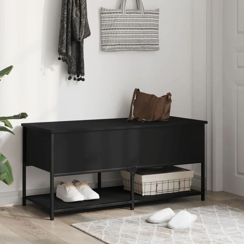 Black Storage Bench for Hallway Seating and Organisation