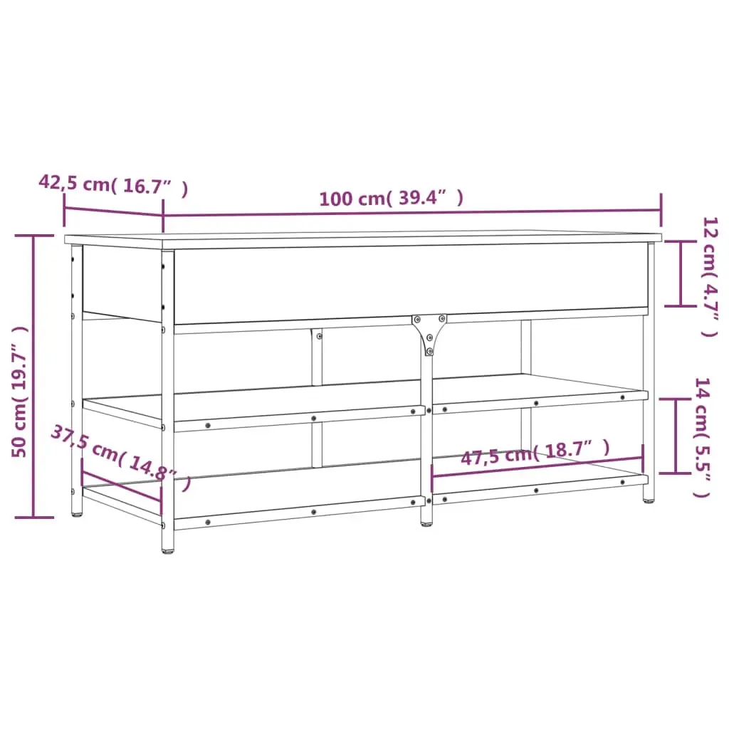 Black Storage Bench for Hallway Shoe Organisation