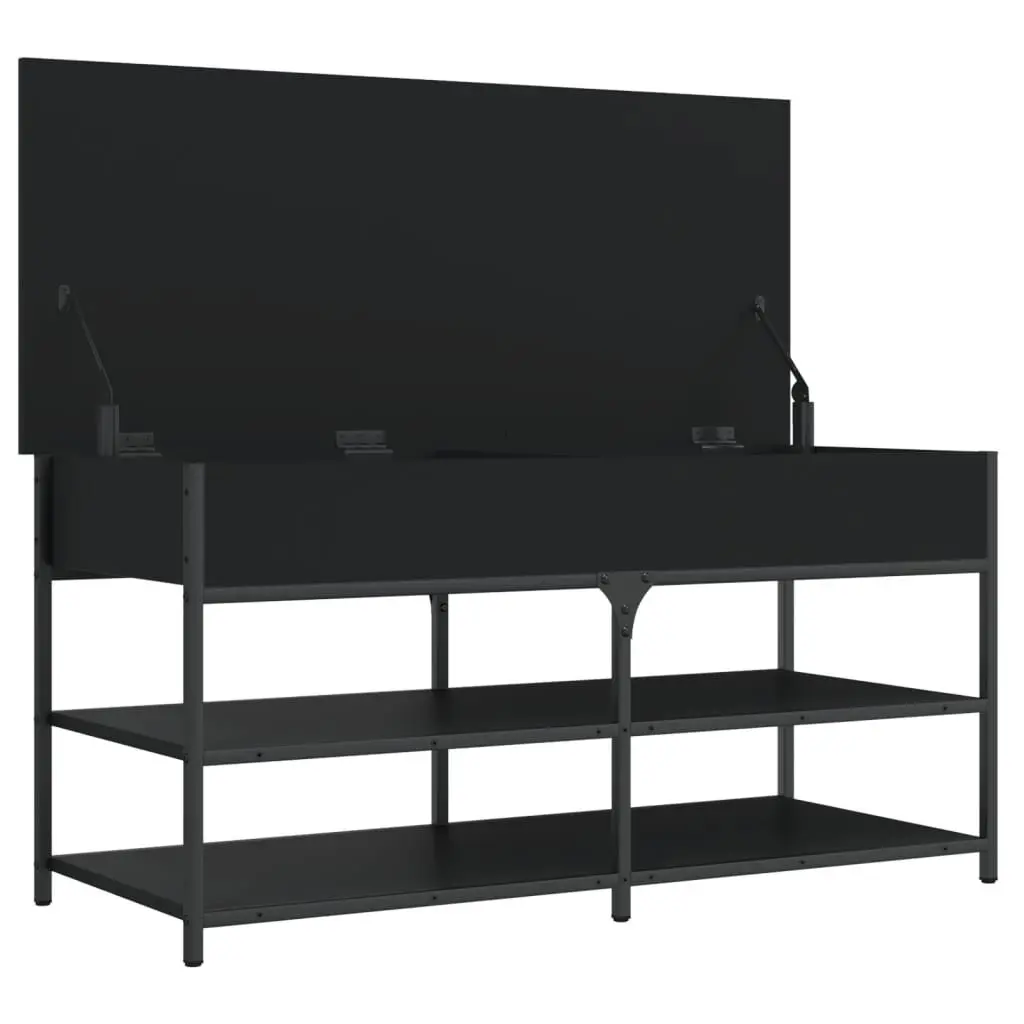 Black Storage Bench for Hallway Shoe Organisation