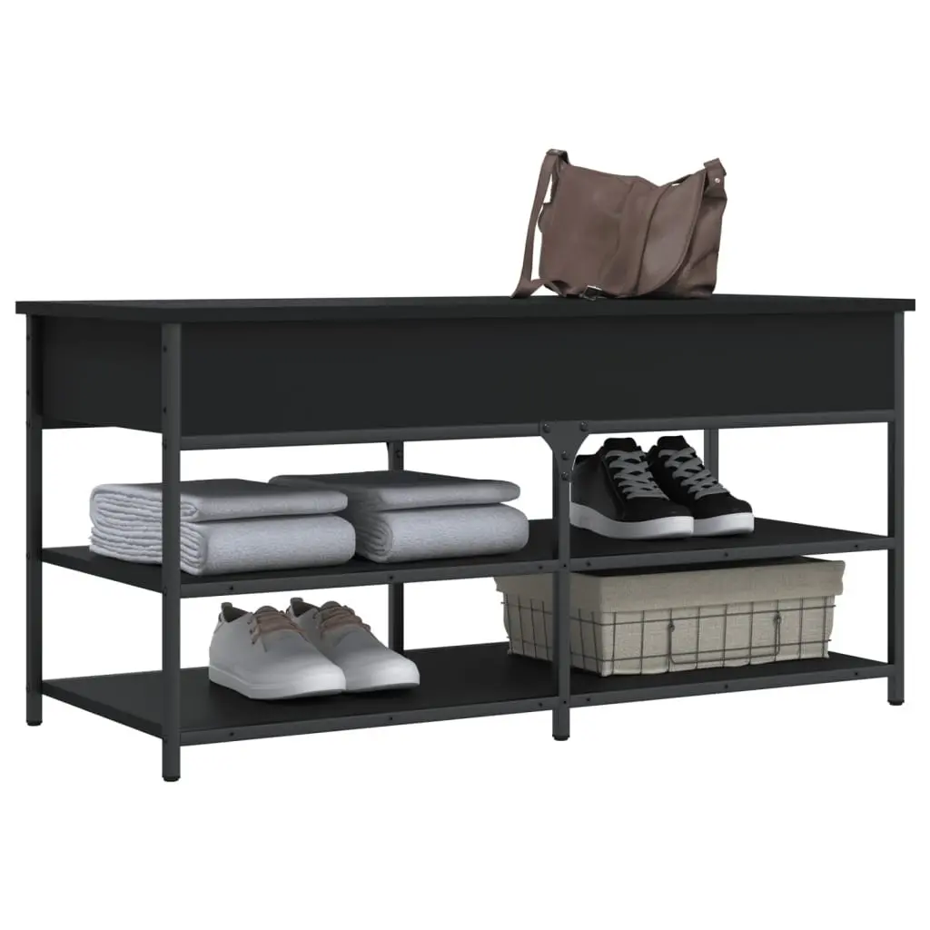 Black Storage Bench for Hallway Shoe Organisation