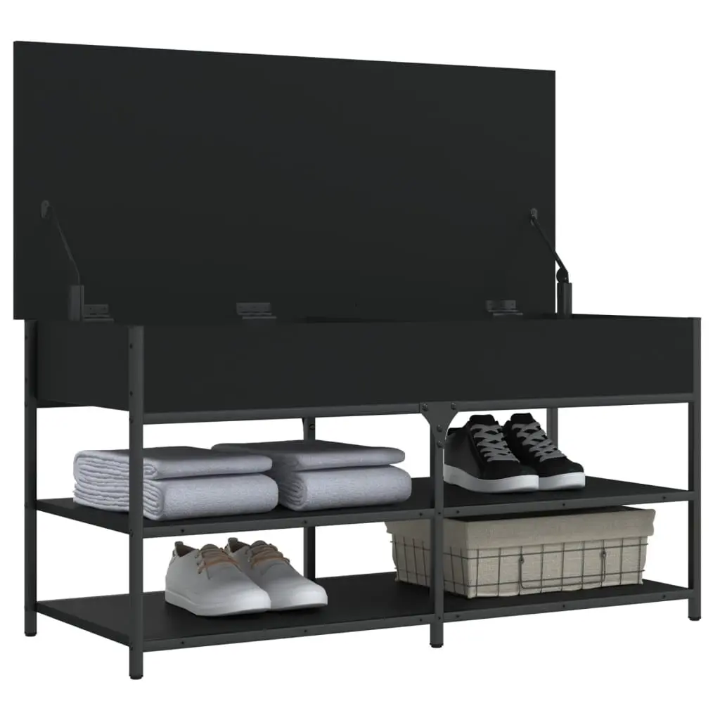 Black Storage Bench for Hallway Shoe Organisation