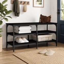 Black Shoe Bench Storage for Hallway and Entryway