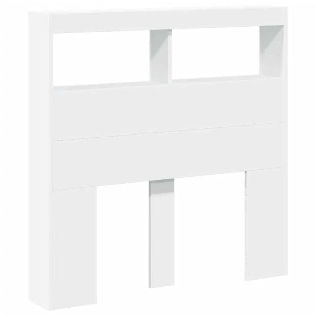 White Headboard Cabinet with RGB LED Lights