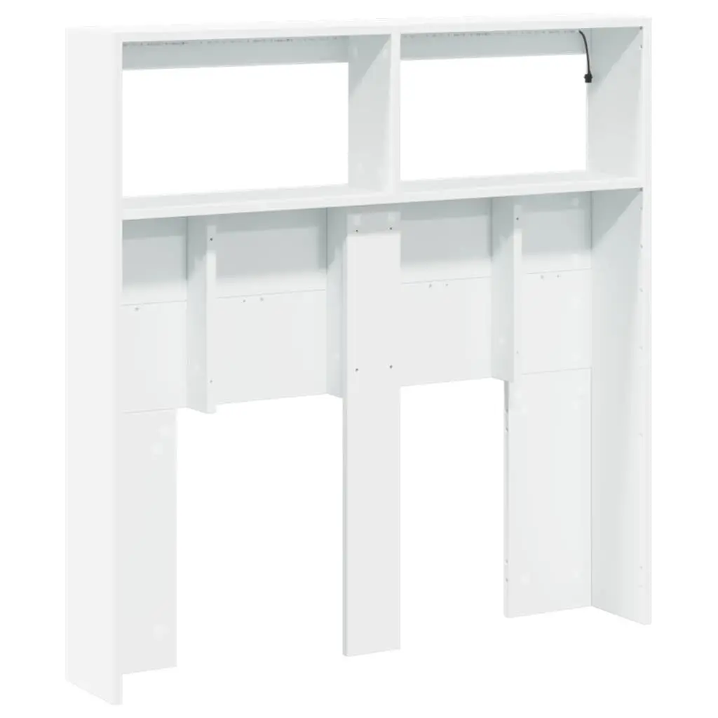 White Headboard Cabinet with RGB LED Lights