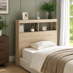 Brown Headboard Cabinet with RGB LED Lights 100 cm