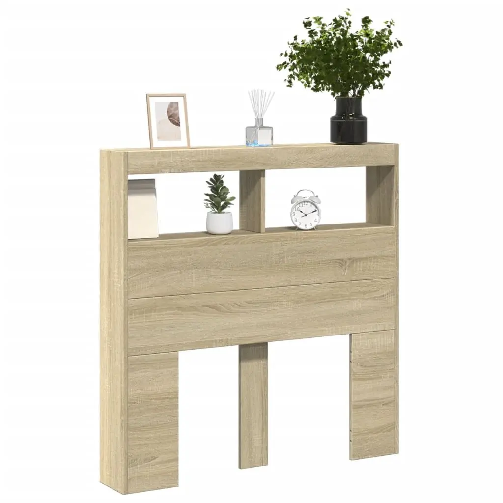 Brown Headboard Cabinet with RGB LED Lights 100 cm