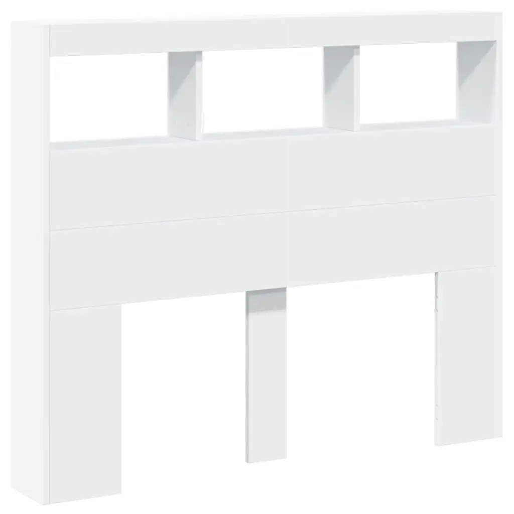 White Headboard Cabinet with RGB LED Lighting 120cm