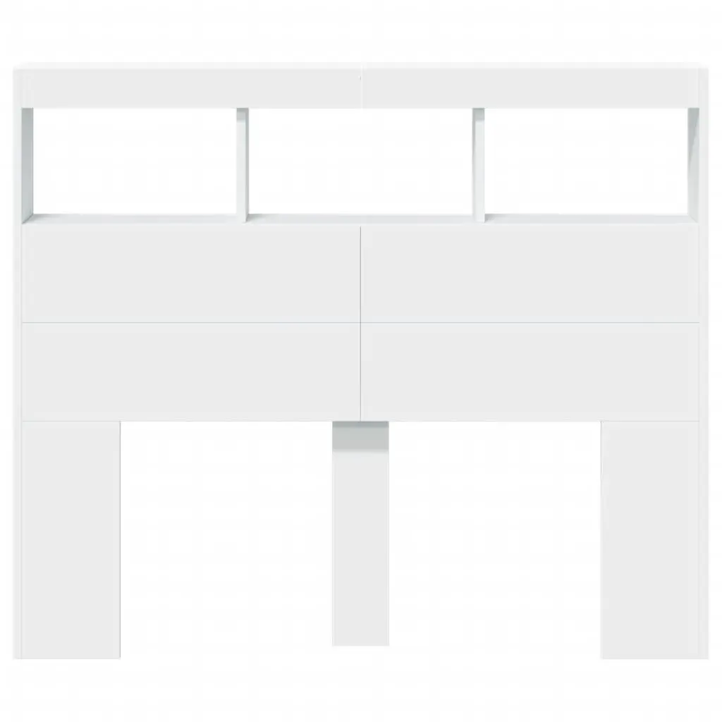 White Headboard Cabinet with RGB LED Lighting 120cm