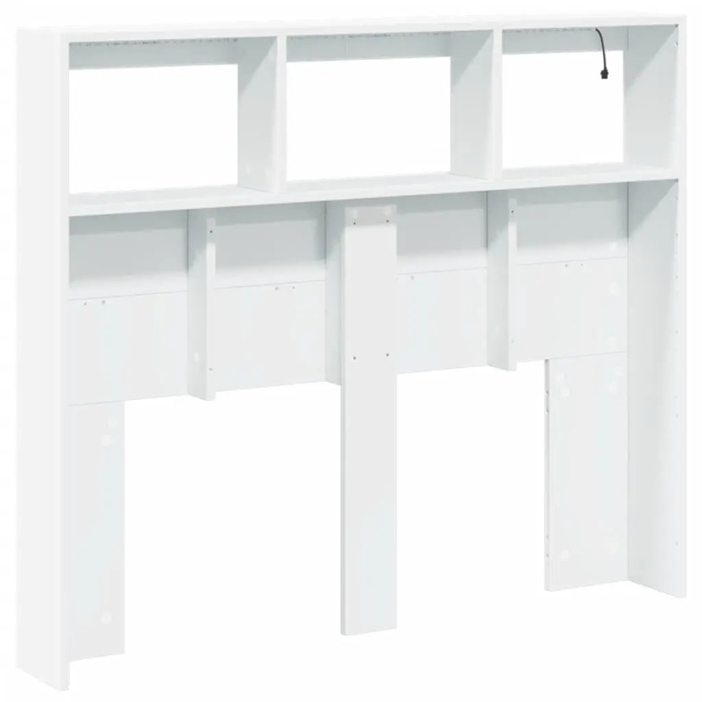 White Headboard Cabinet with RGB LED Lighting 120cm