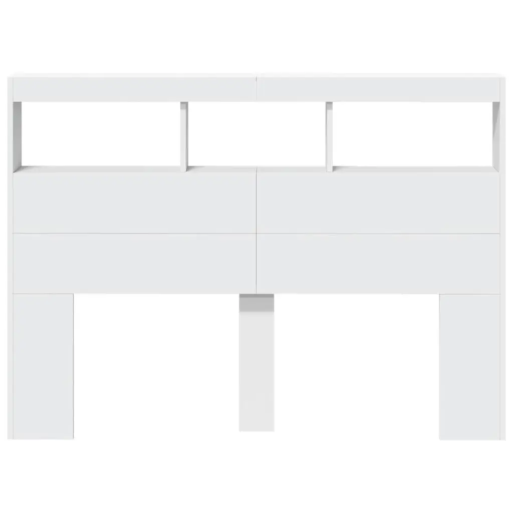 White Headboard Cabinet with RGB LED Lights 140 cm