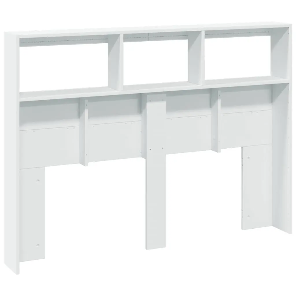 White Headboard Cabinet with RGB LED Lights 140 cm