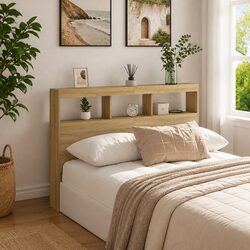 Sonoma Oak Headboard Cabinet with RGB LED Lights