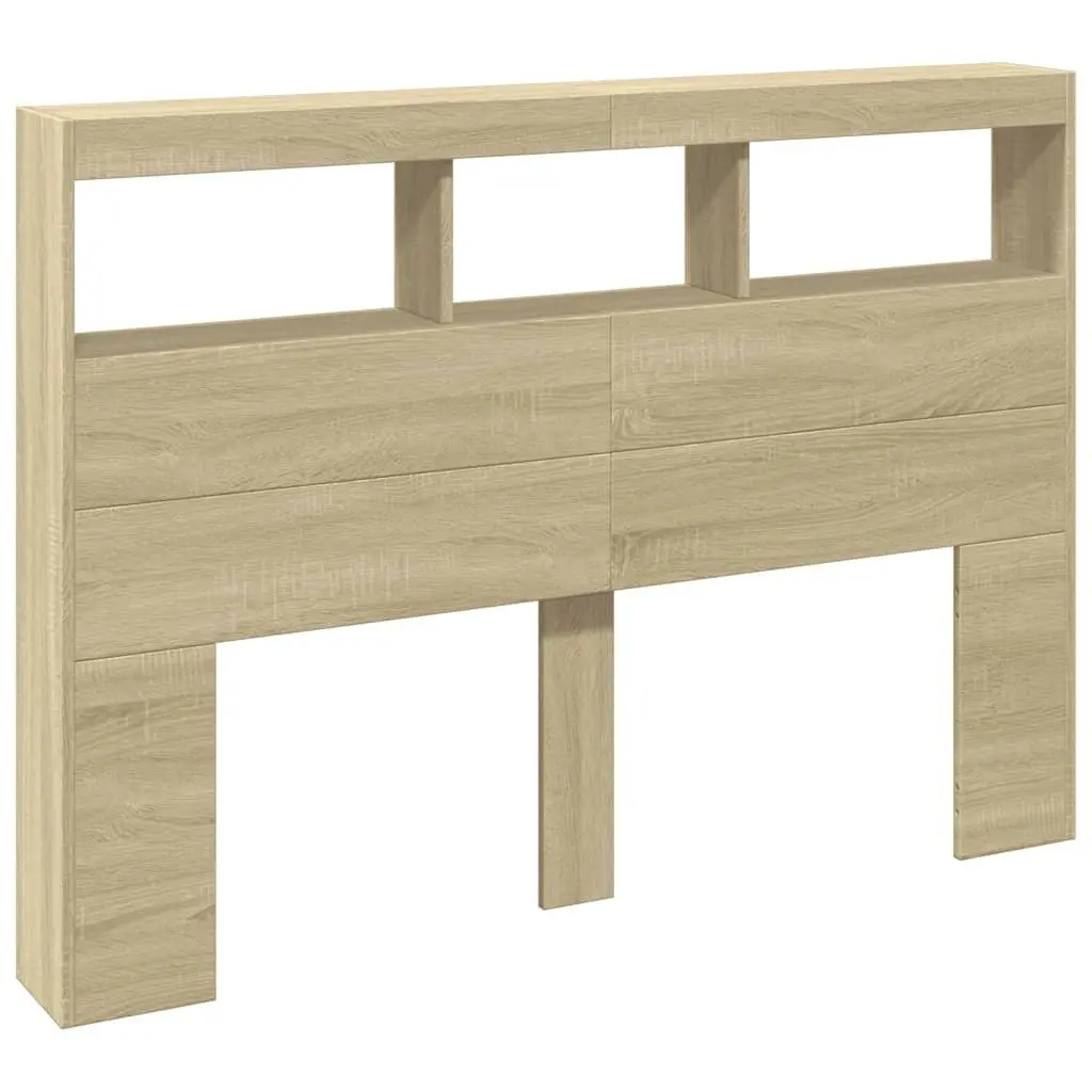 Sonoma Oak Headboard Cabinet with RGB LED Lights