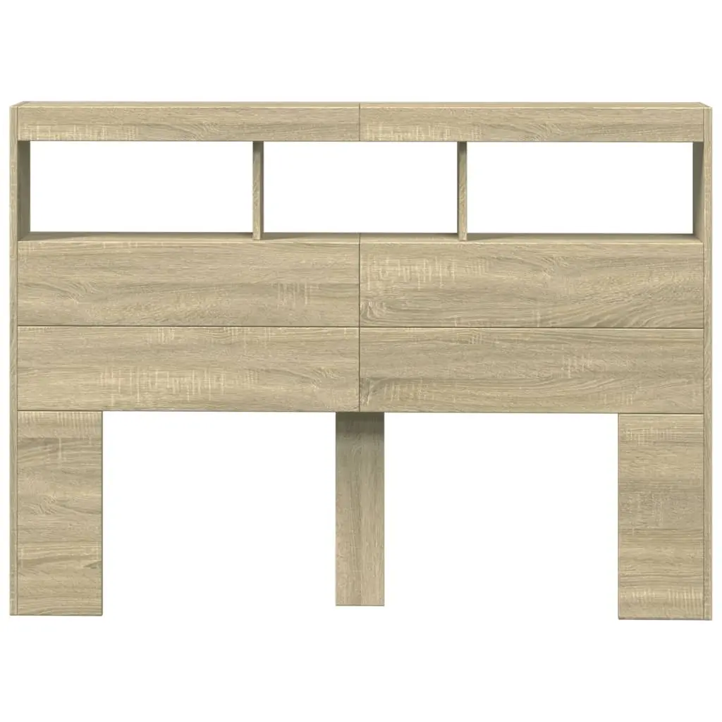 Sonoma Oak Headboard Cabinet with RGB LED Lights