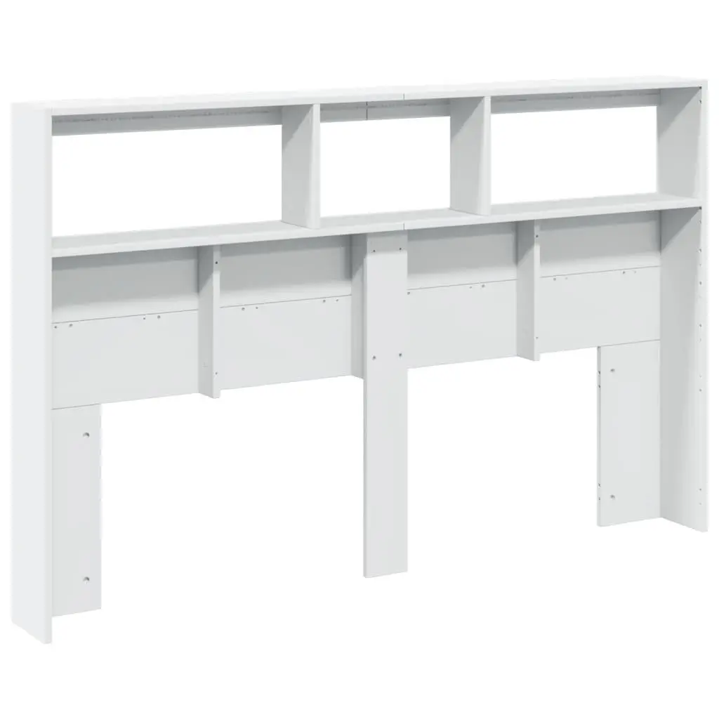 Headboard Cabinet with LED Lights White 160x17x102 cm Engineered Wood Bedroom Storage