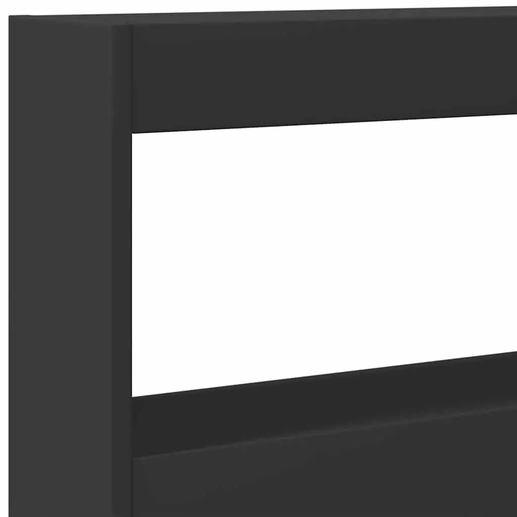 LED Headboard Cabinet with Storage in Black