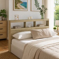 Brown Headboard Cabinet with RGB LED Lights 160cm