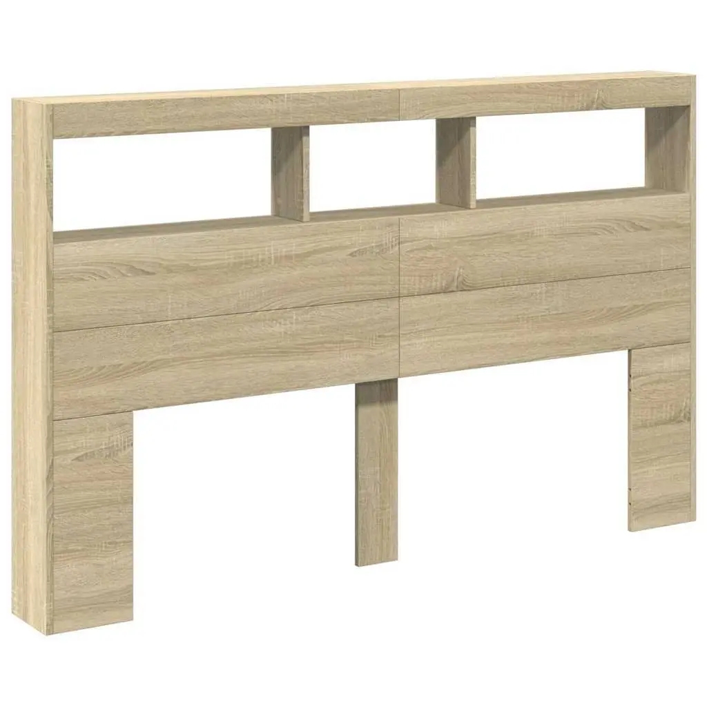 Headboard Cabinet with RGB LED Lights Brown 160cm Engineered Wood