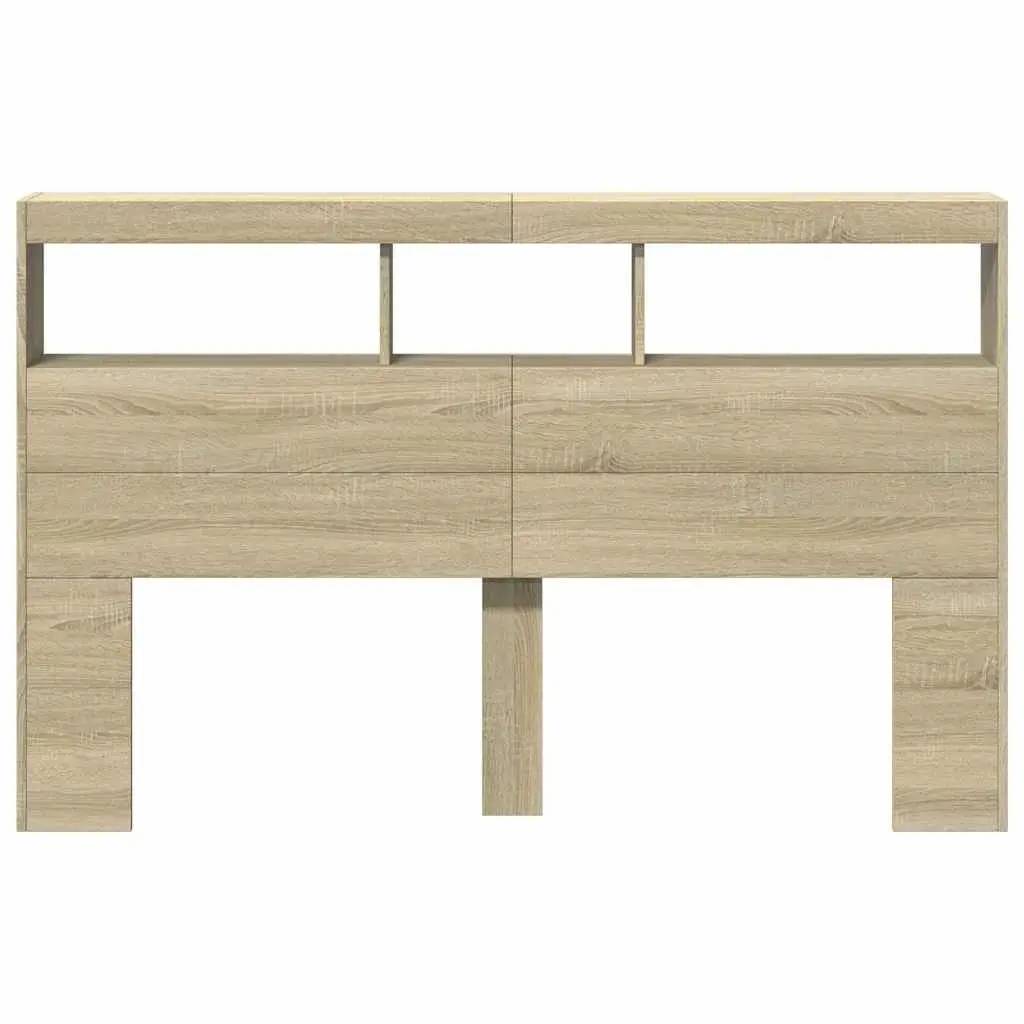 Headboard Cabinet with RGB LED Lights Brown 160cm Engineered Wood
