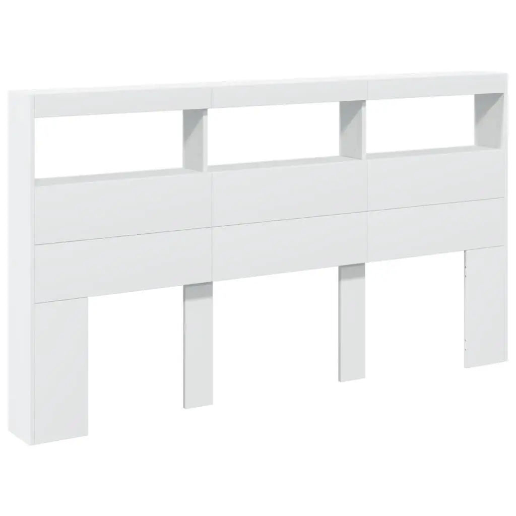 White Headboard Cabinet with RGB LED Lights