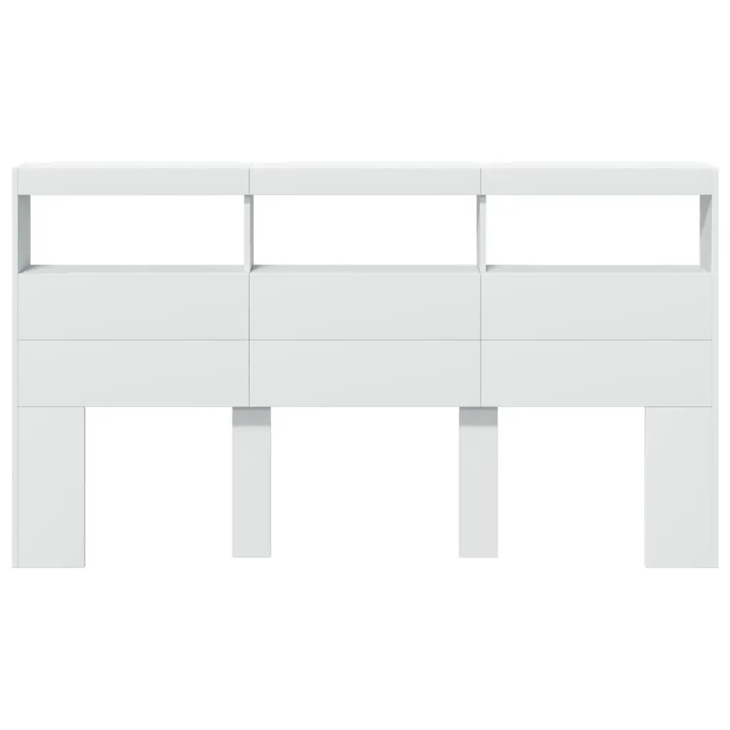 White Headboard Cabinet with RGB LED Lights
