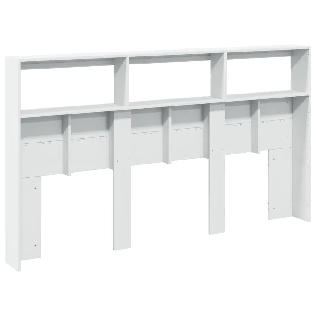 White Headboard Cabinet with RGB LED Lights