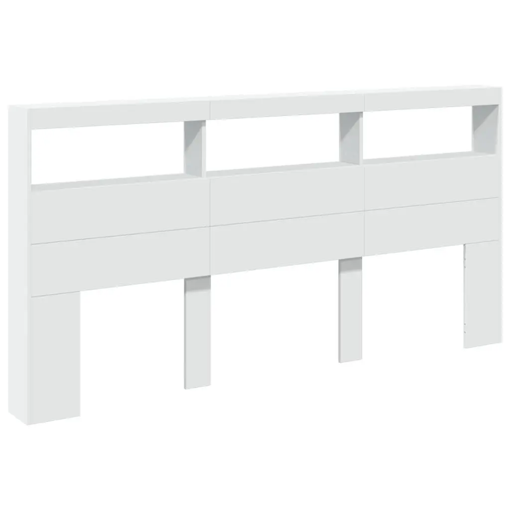 White Headboard Cabinet with RGB LED Lights 200cm