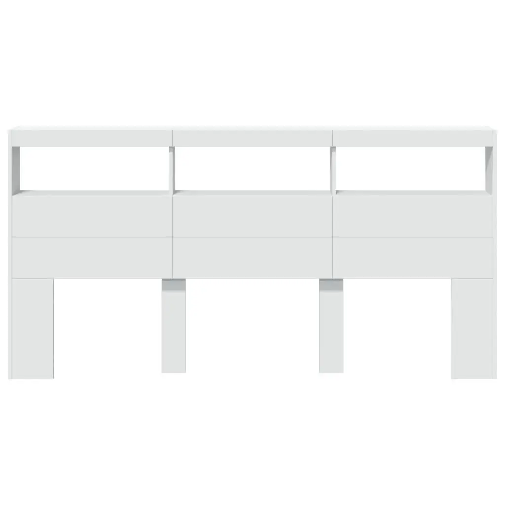 White Headboard Cabinet with RGB LED Lights 200cm