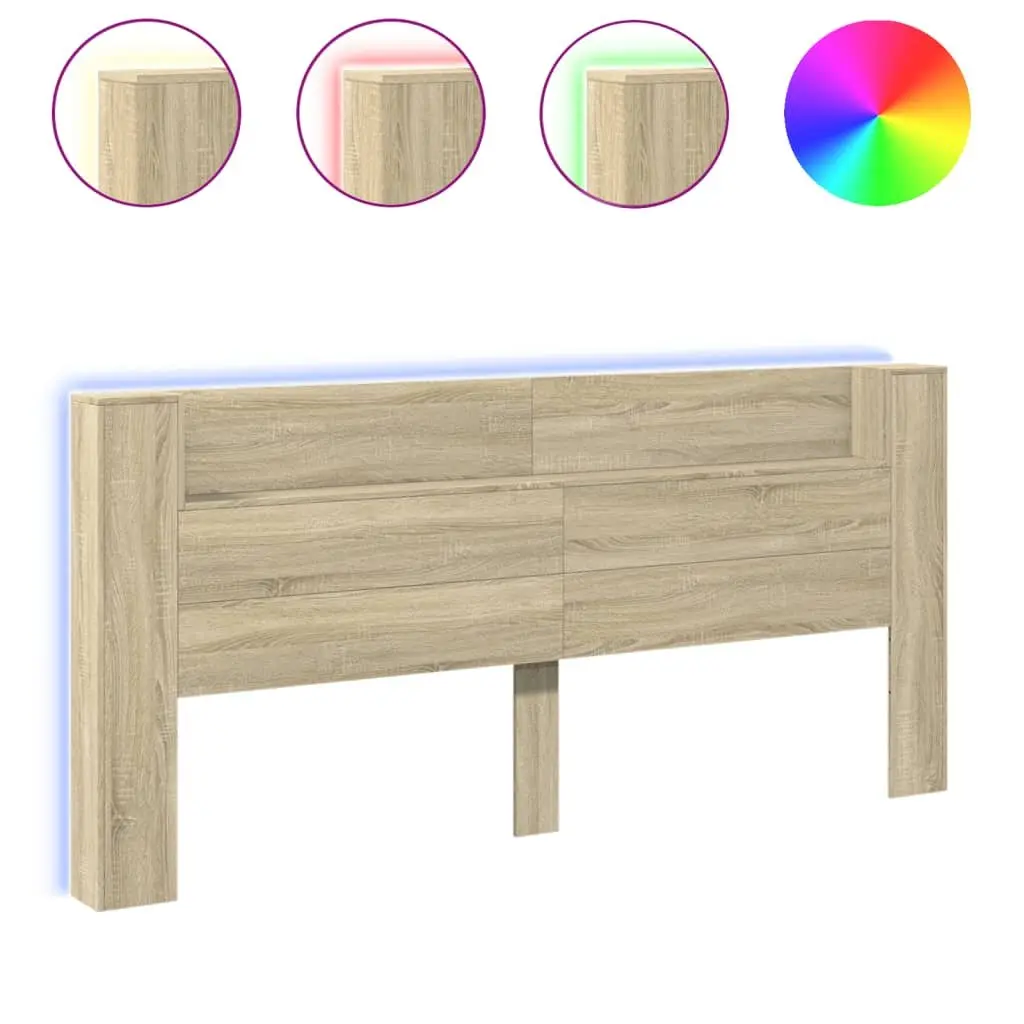 Brown Headboard Cabinet with RGB LED Lights