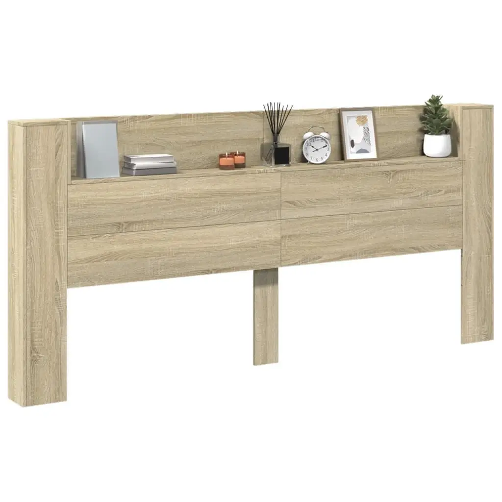 Brown Headboard Cabinet with RGB LED Lights