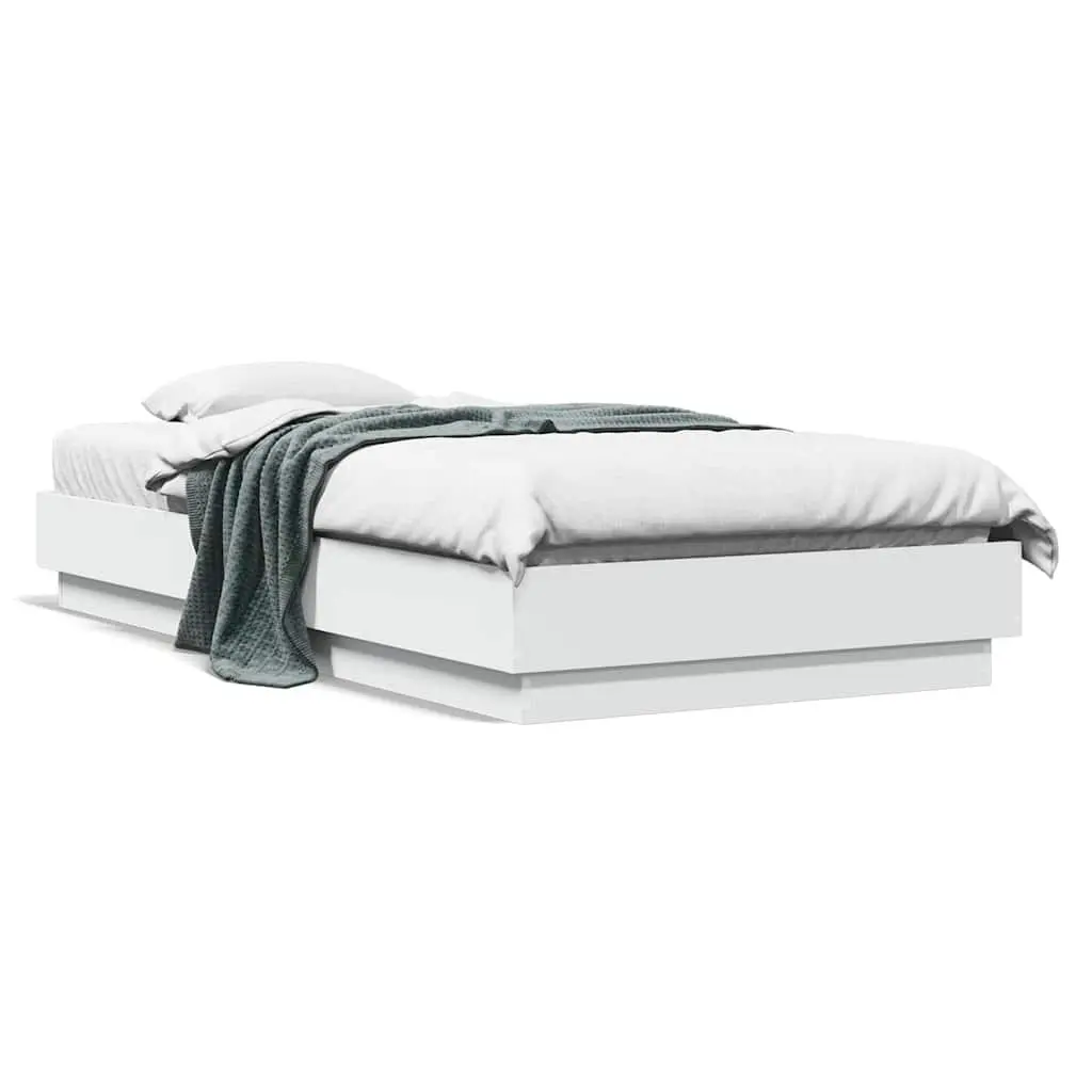 White Engineered Wood Bed Frame 90x190 cm