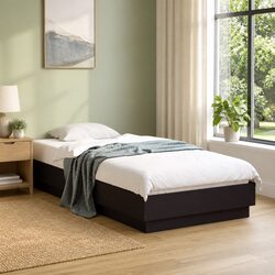 Comfortable Black Bed Frame 90x190 cm with Slatted Base